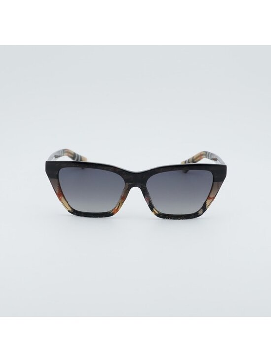 Burberry BE4468 4202T3 Sunglasses Sand Check Cat Eye Frame,Grey Polarized Lenses main image 9